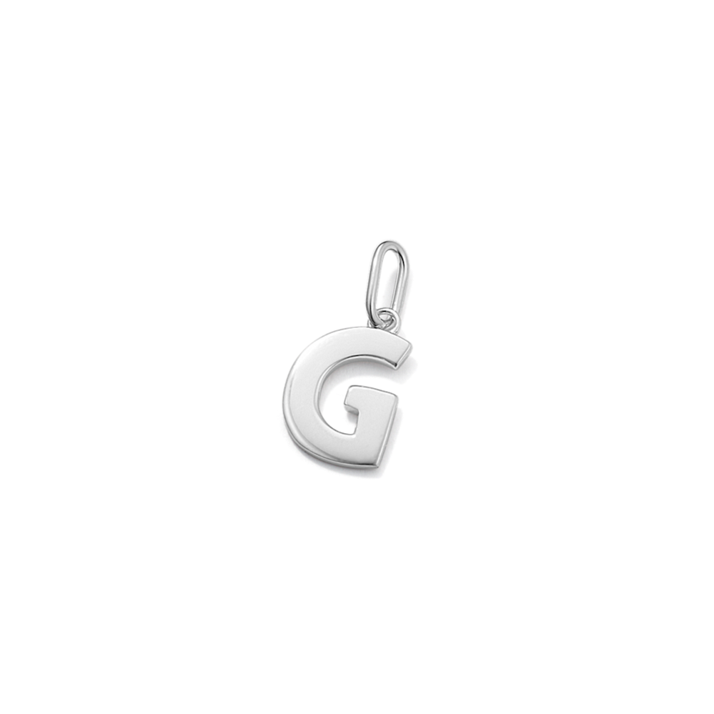 14K White Gold Letter G Charm