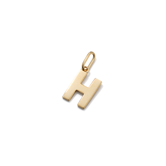 14K Yellow Gold Letter H Charm