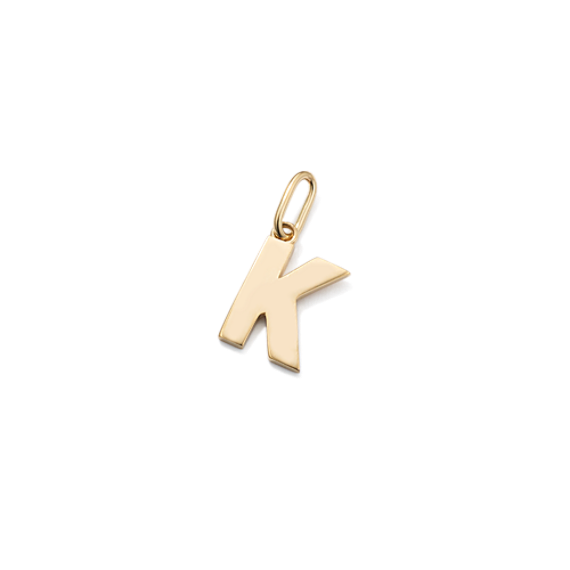 14K Yellow Gold Letter K Charm