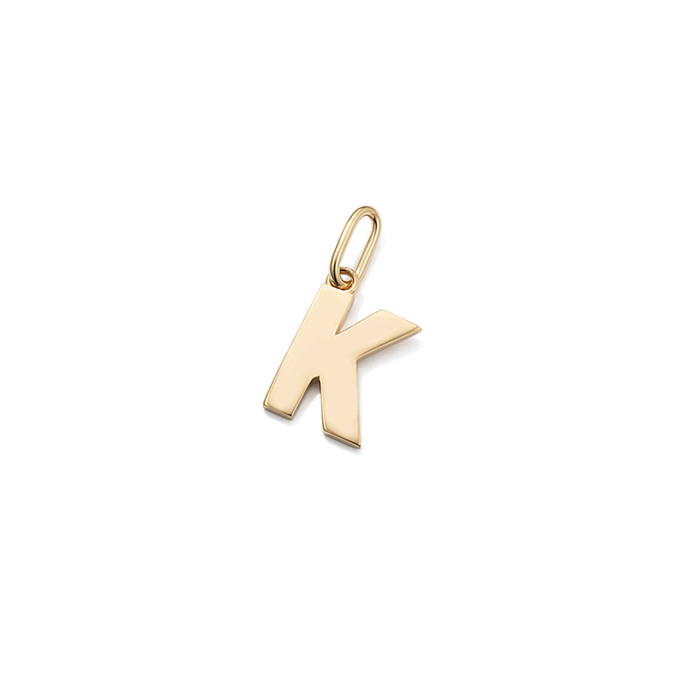 14K Yellow Gold Letter K Charm