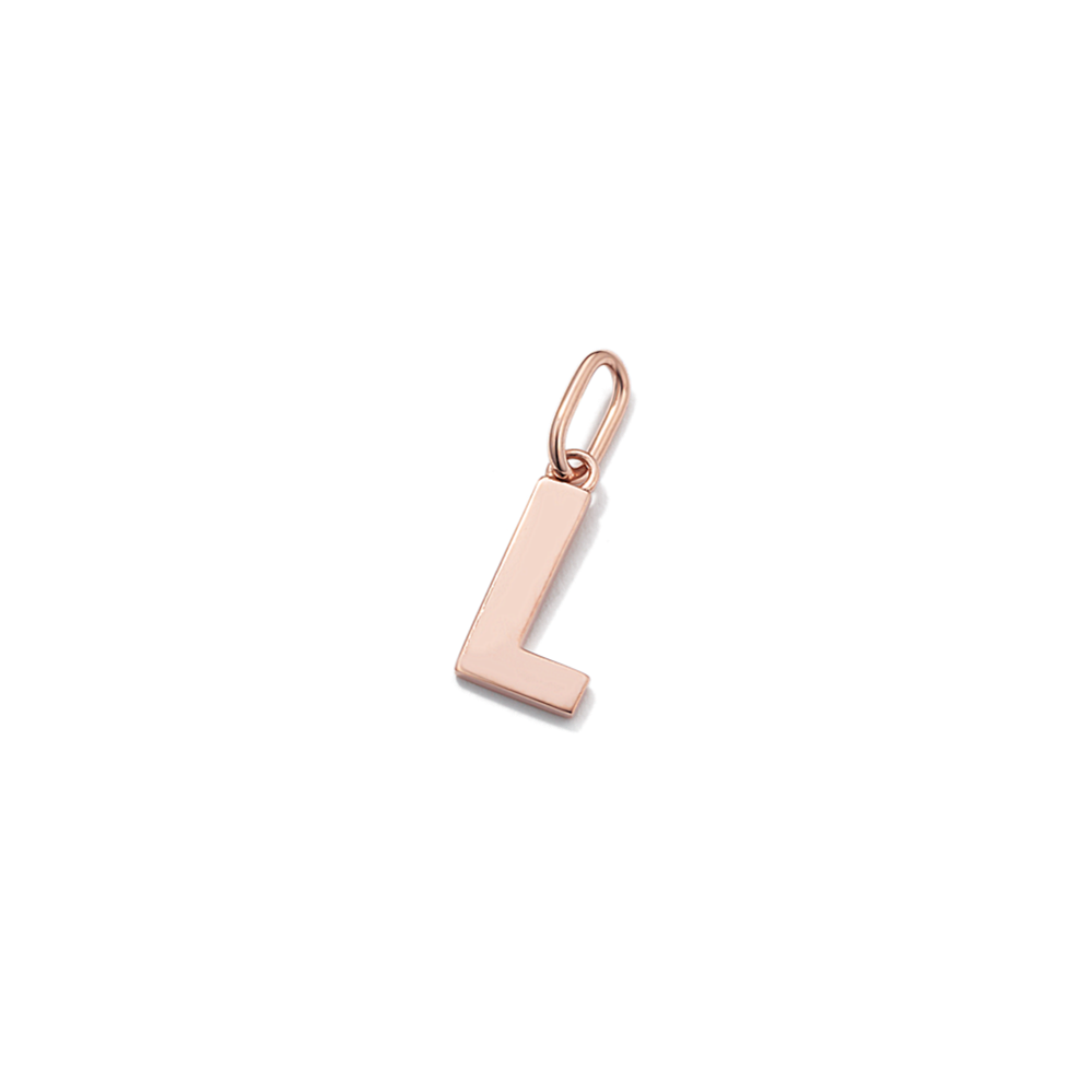 14K Rose Gold Letter L Charm