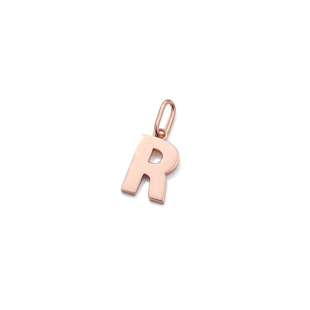 14K Rose Gold Letter R Charm