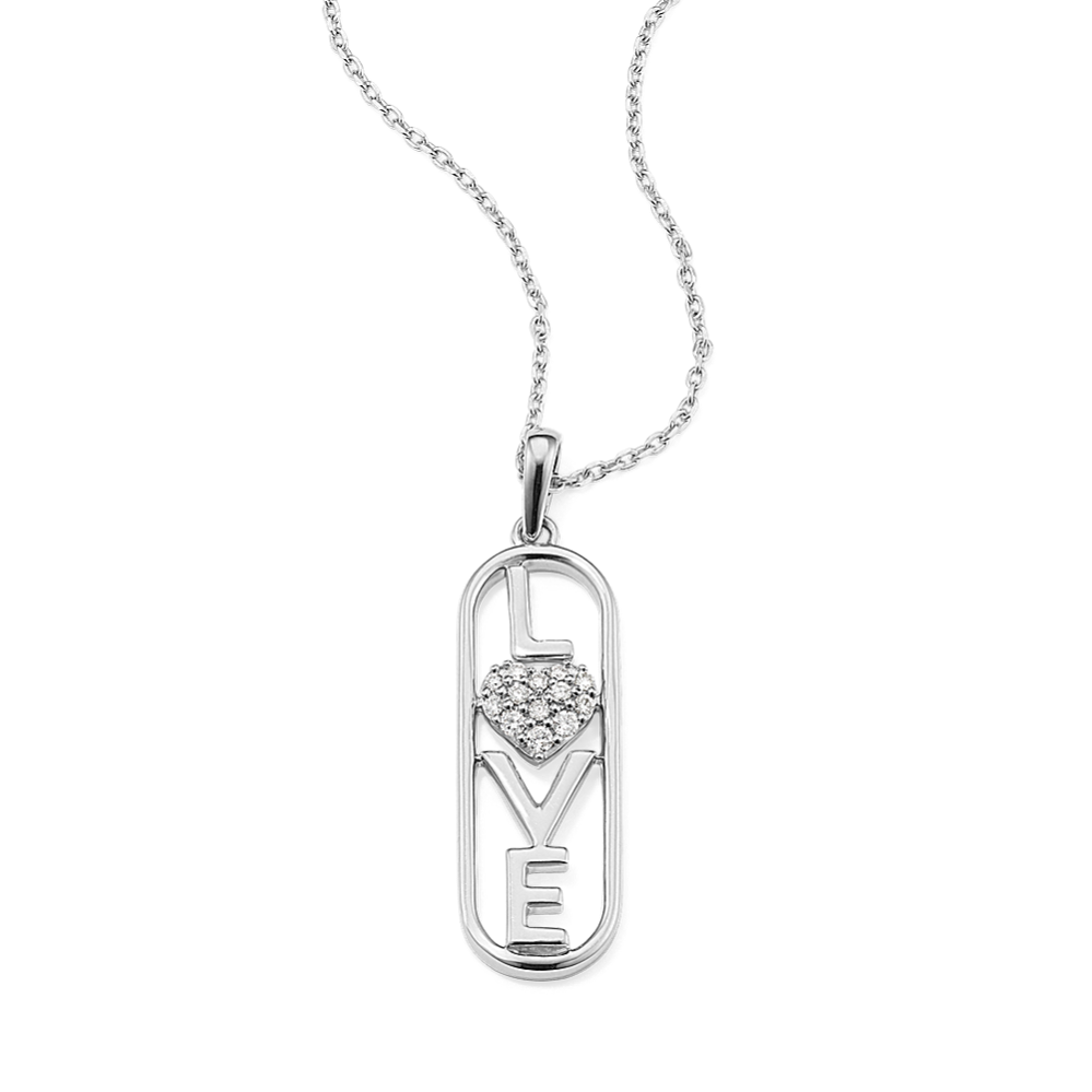 L-O-V-E Diamond Pave Pendant in Sterling Silver
