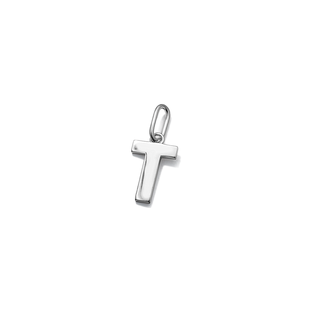 14K White Gold Letter T Charm