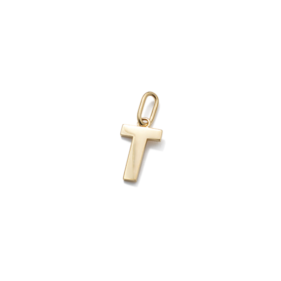 14K Yellow Gold Letter T Charm