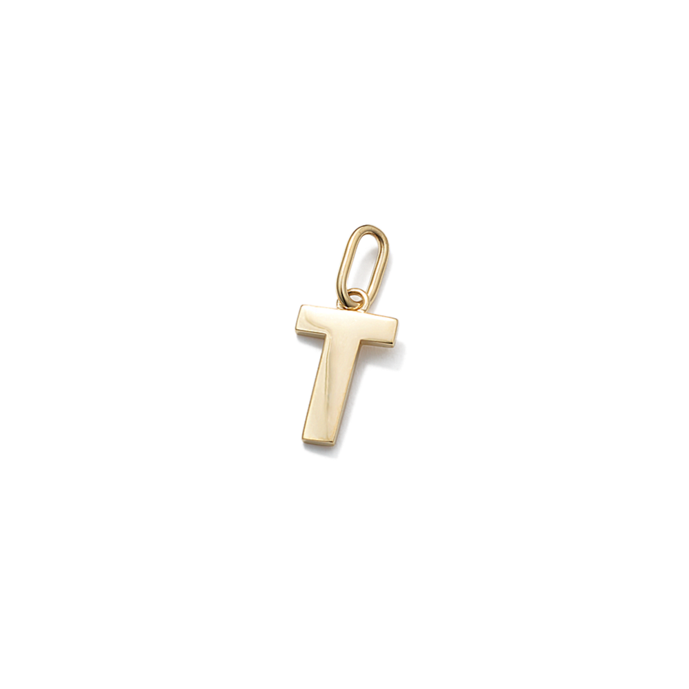 14K Yellow Gold Letter T Charm
