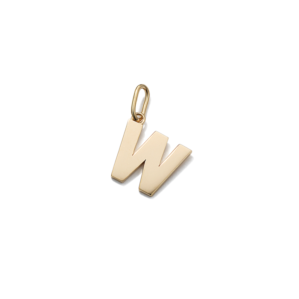 14K Yellow Gold Letter W Charm