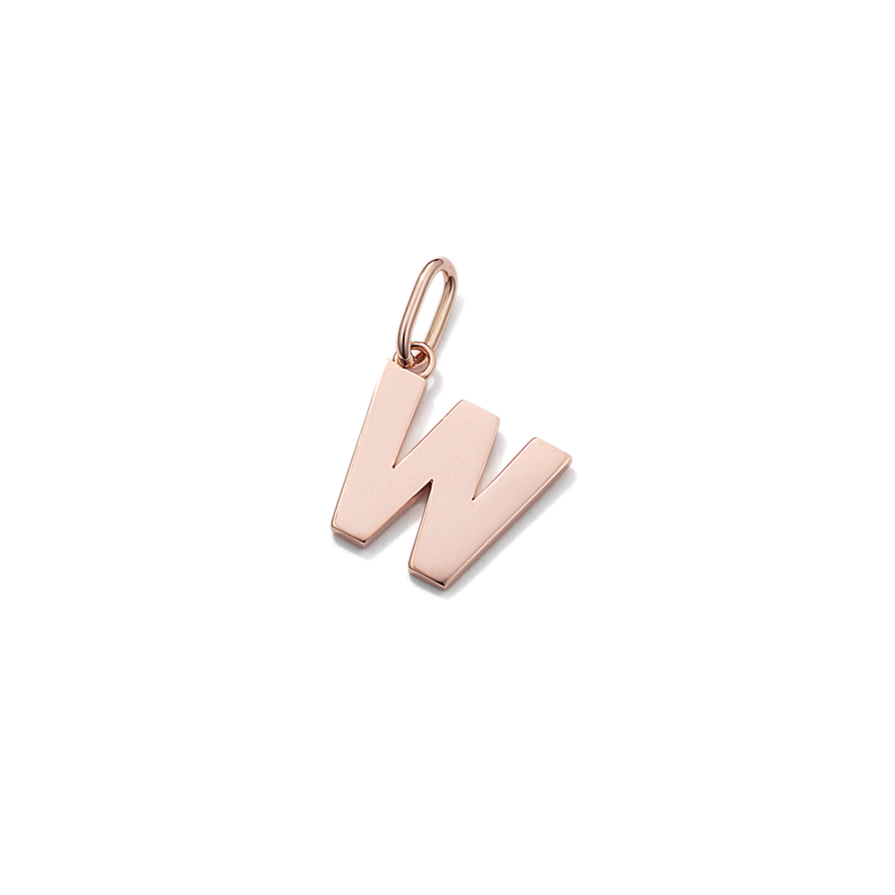 14K Rose Gold Letter W Charm