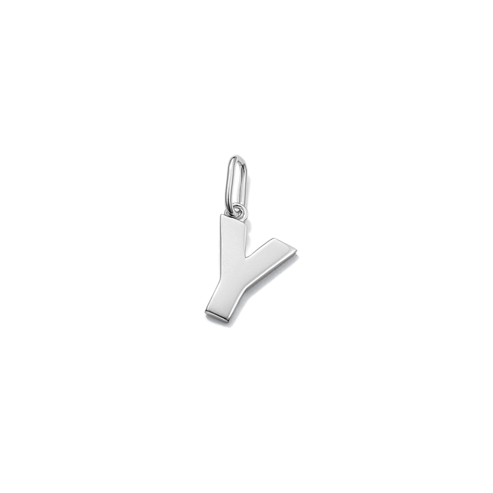 14K White Gold Letter Y Charm