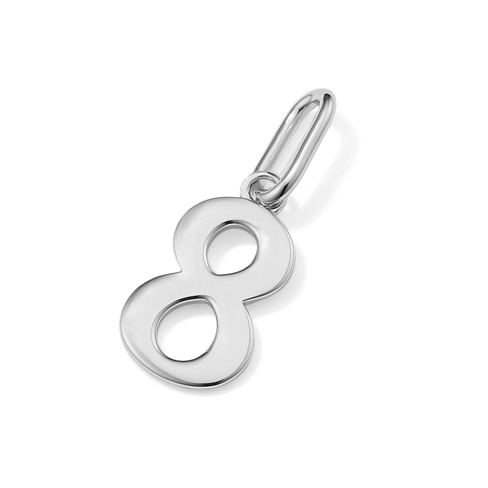 14K White Gold Number 8 Charm