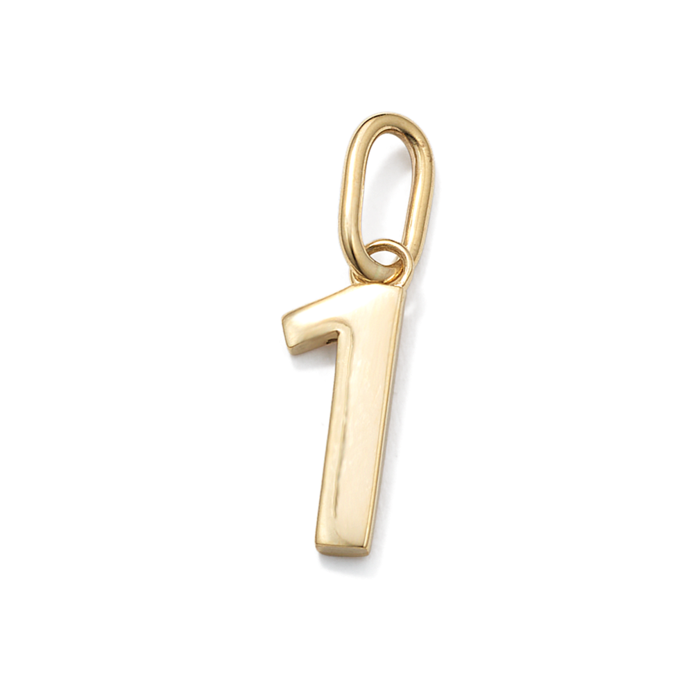 14K Yellow Gold Number 1 Charm