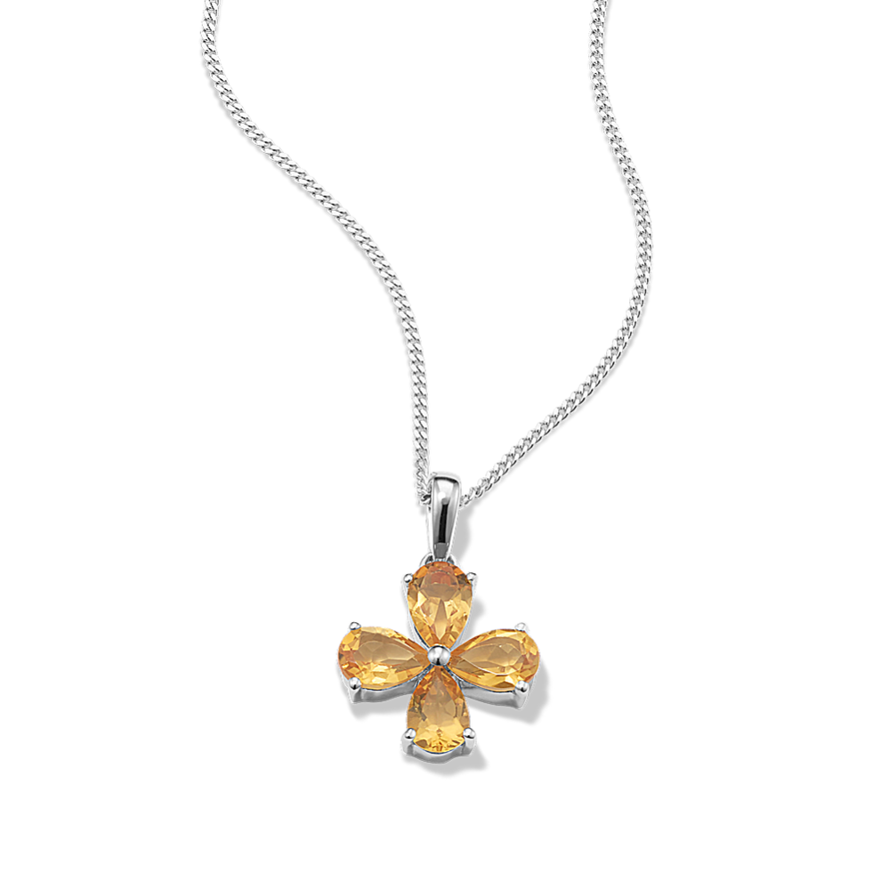 Citrine Flower Pendant in Sterling Silver