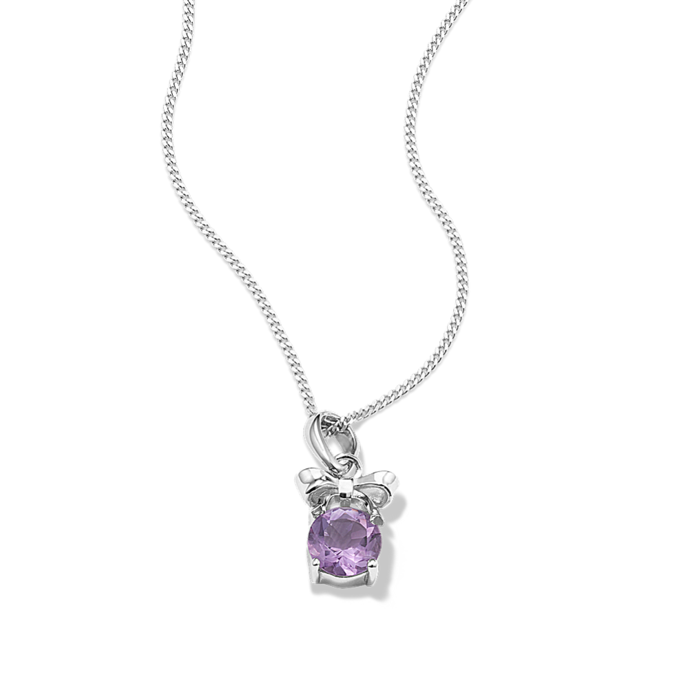 Gift-Bow Amethyst Pendant in Sterling Silver