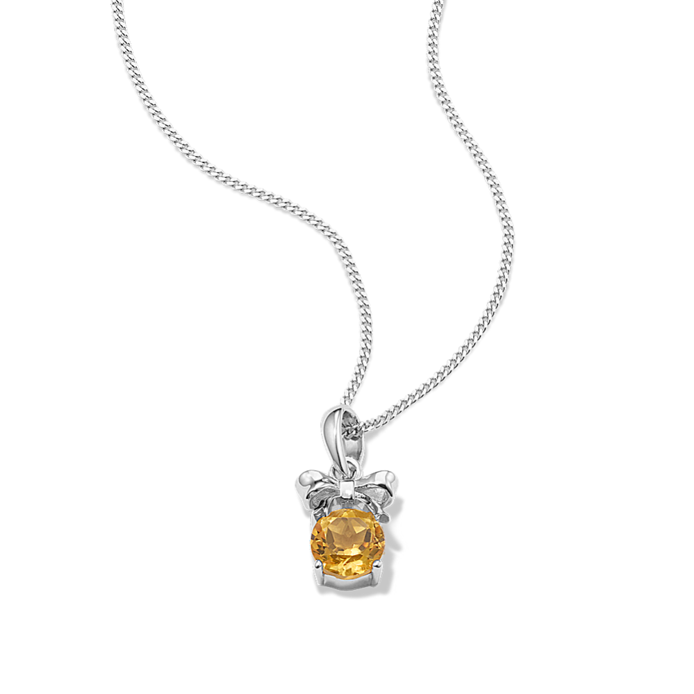 Gift-Bow Citrine Pendant in Sterling Silver