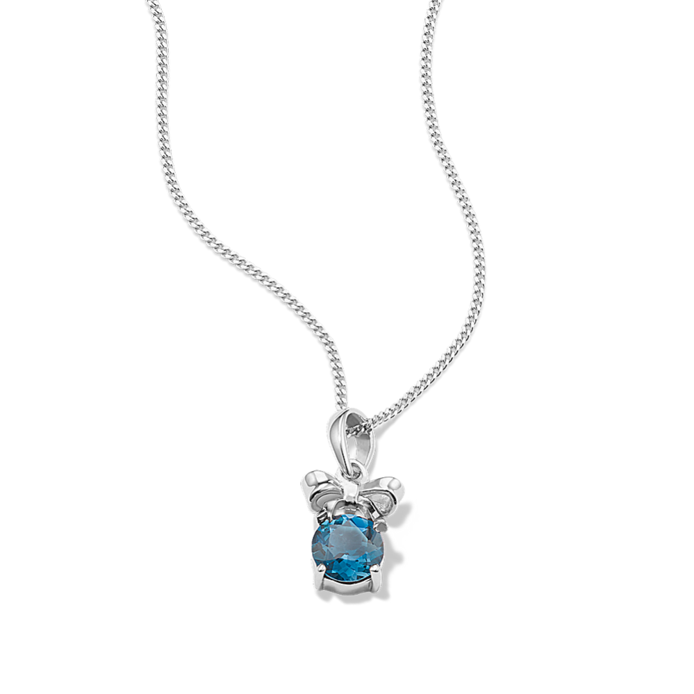 Gift-Bow Topaz Pendant in Sterling Silver