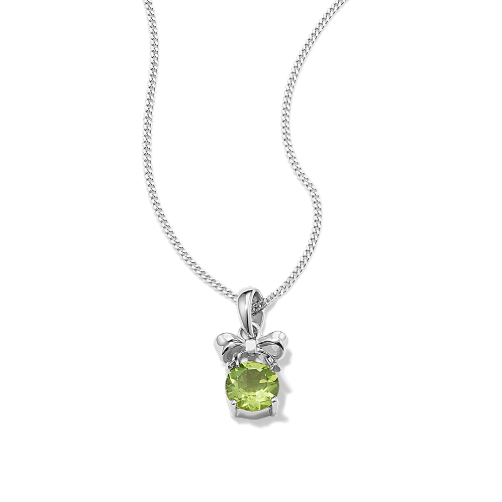 Gift-Bow Peridot Pendant in Sterling Silver
