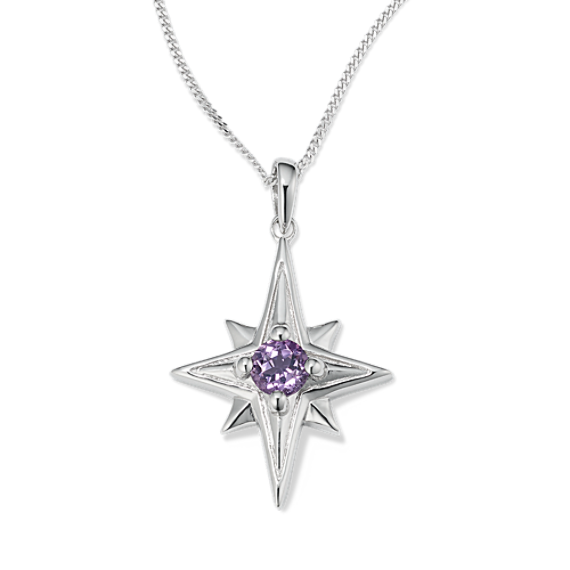 North Star Amethyst Pendant in Sterling Silver