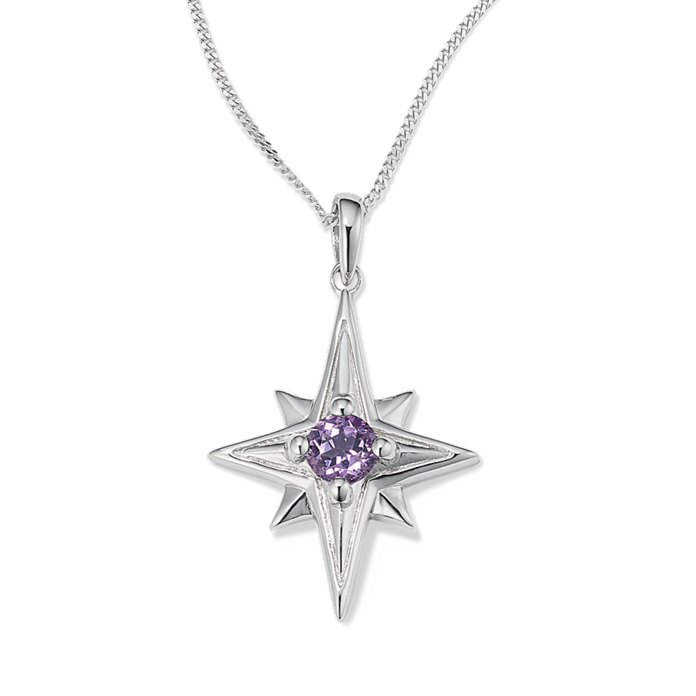 North Star Amethyst Pendant in Sterling Silver