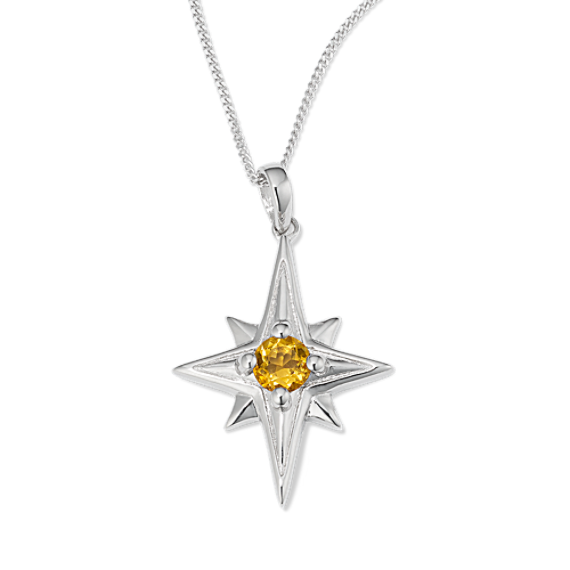 North Star Citrine Pendant in Sterling Silver