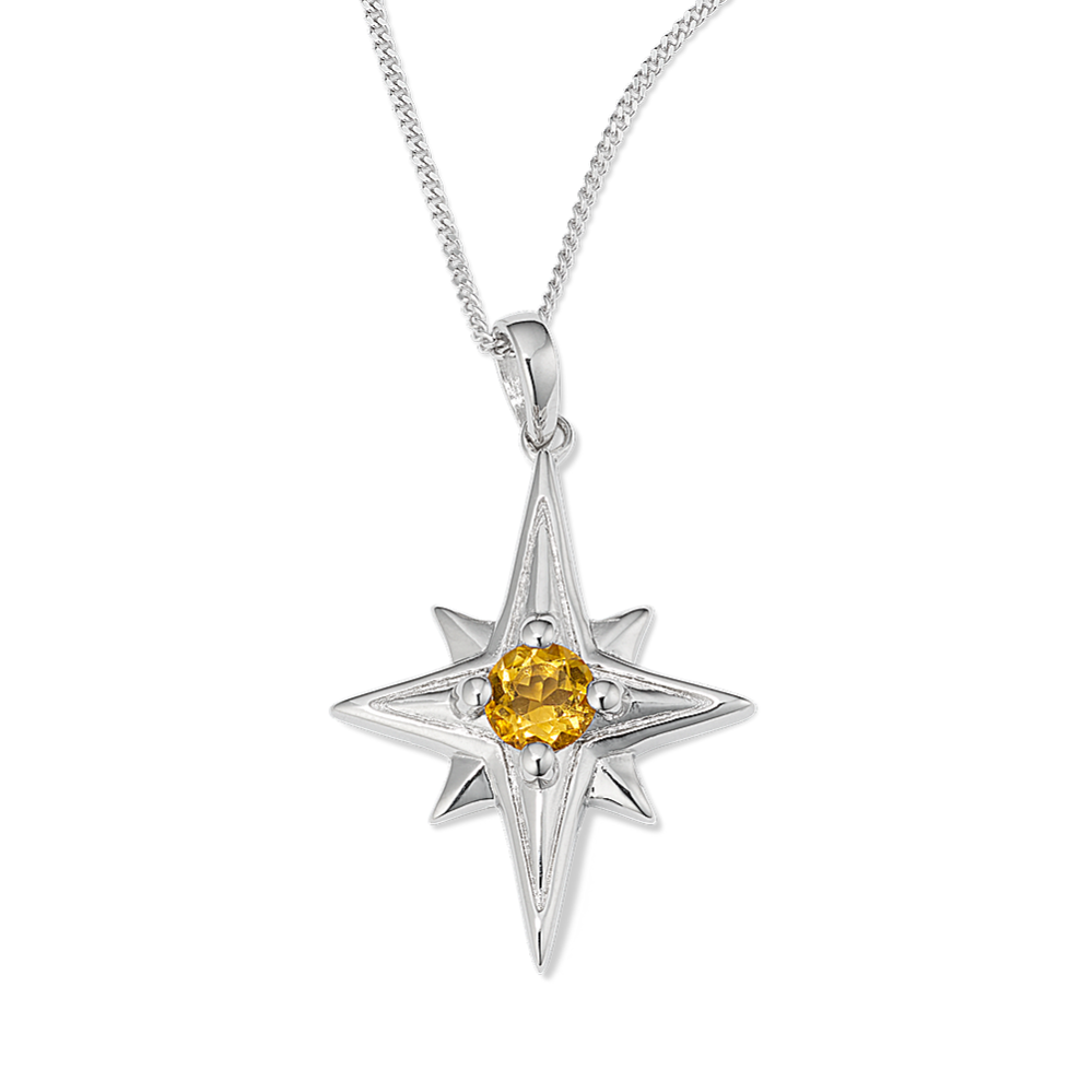 North Star Citrine Pendant in Sterling Silver