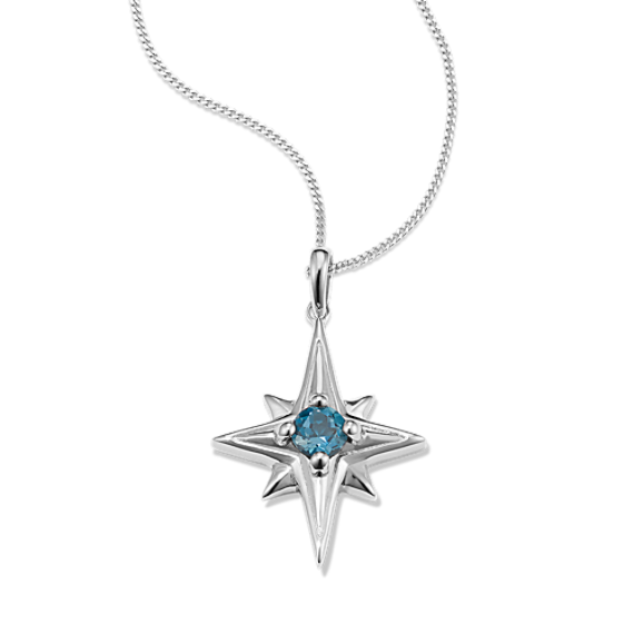 North Star Blue Topaz Pendant in Sterling Silver