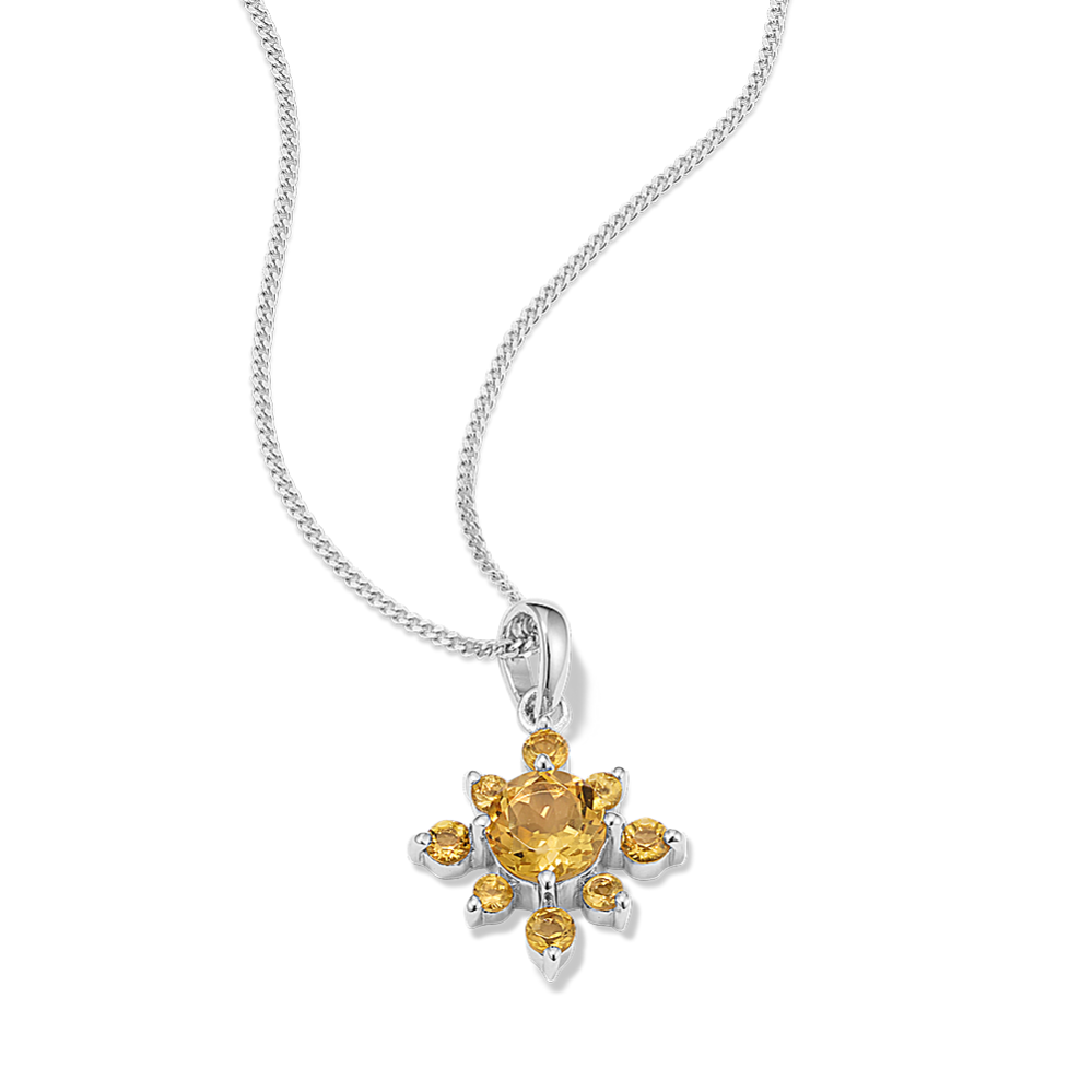 Cosmic-Bloom Citrine Pendant in Sterling Silver
