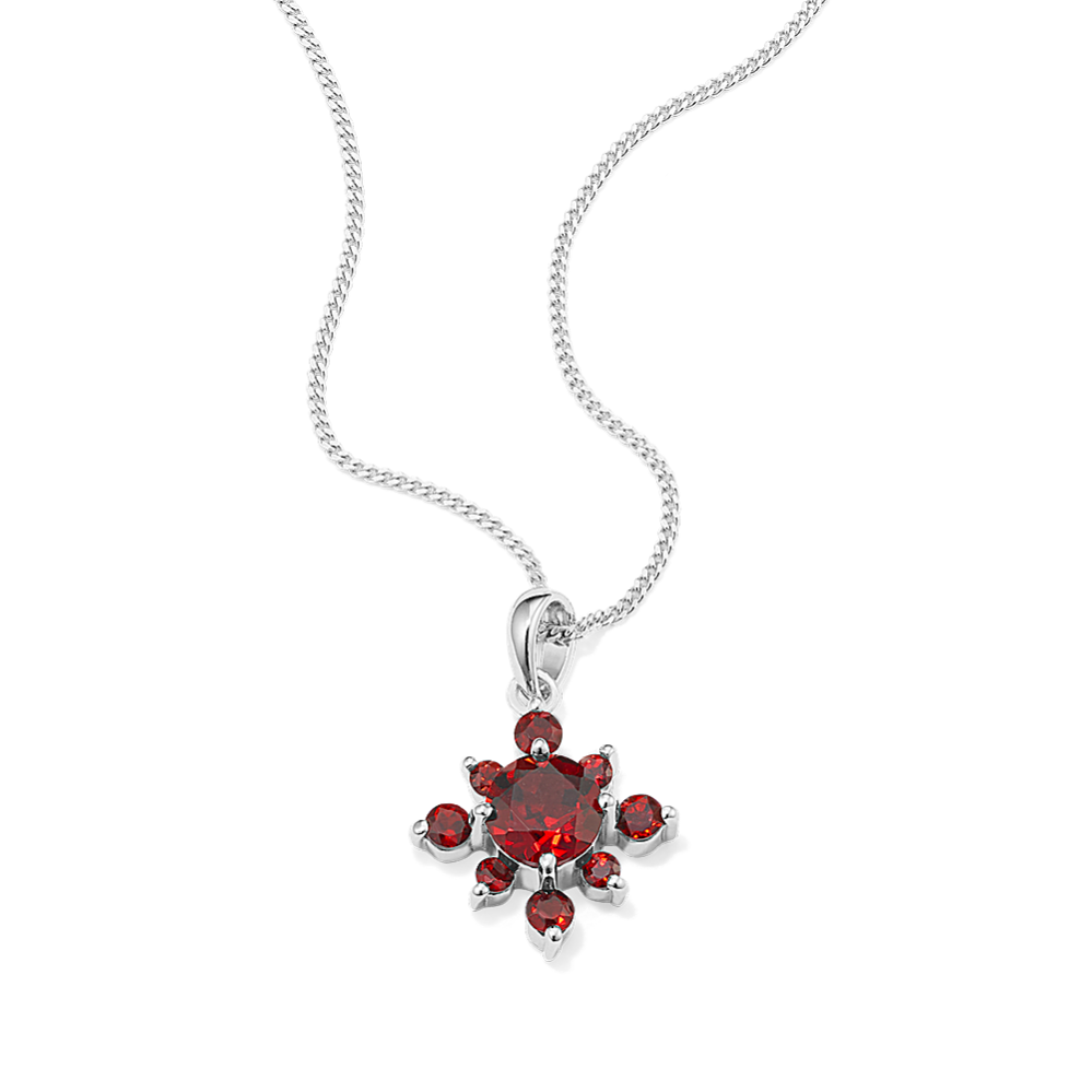 Cosmic-Bloom Garnet Pendant in Sterling Silver