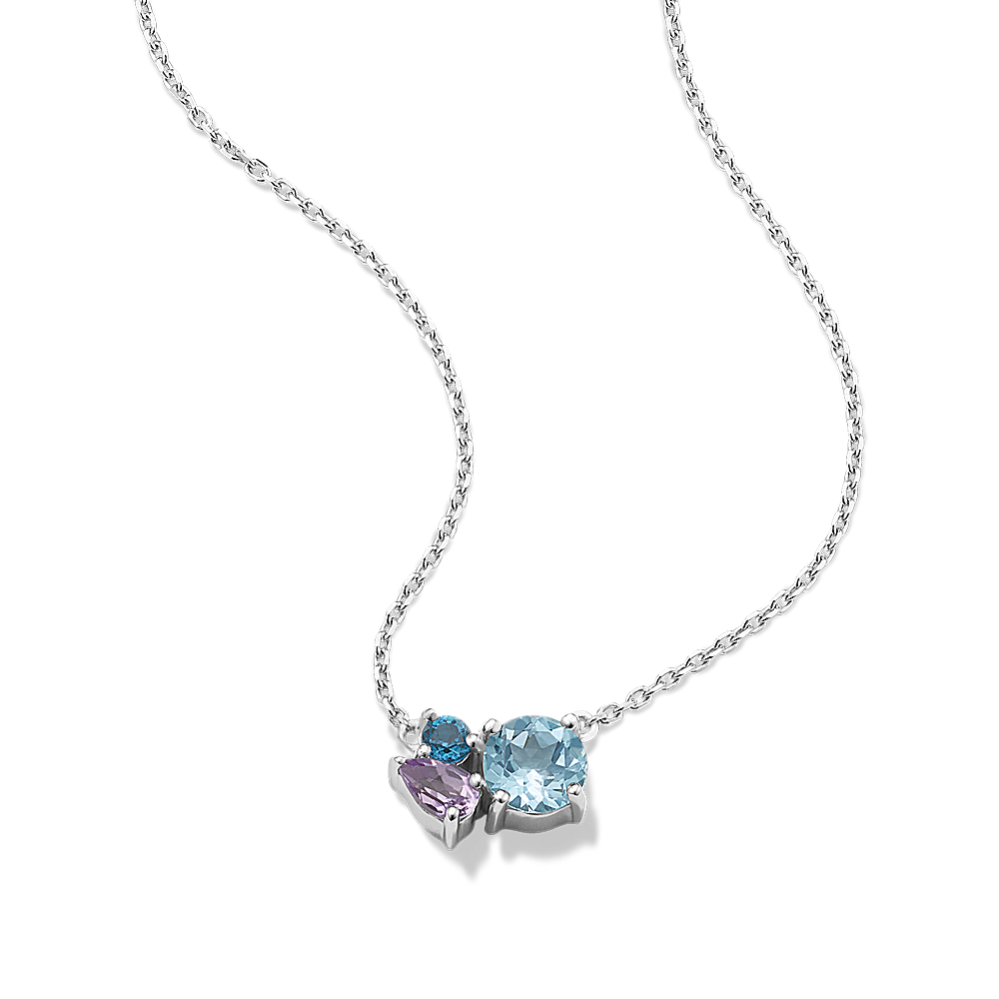 Bouquet Blue Topaz & Amethyst Cluster Necklace