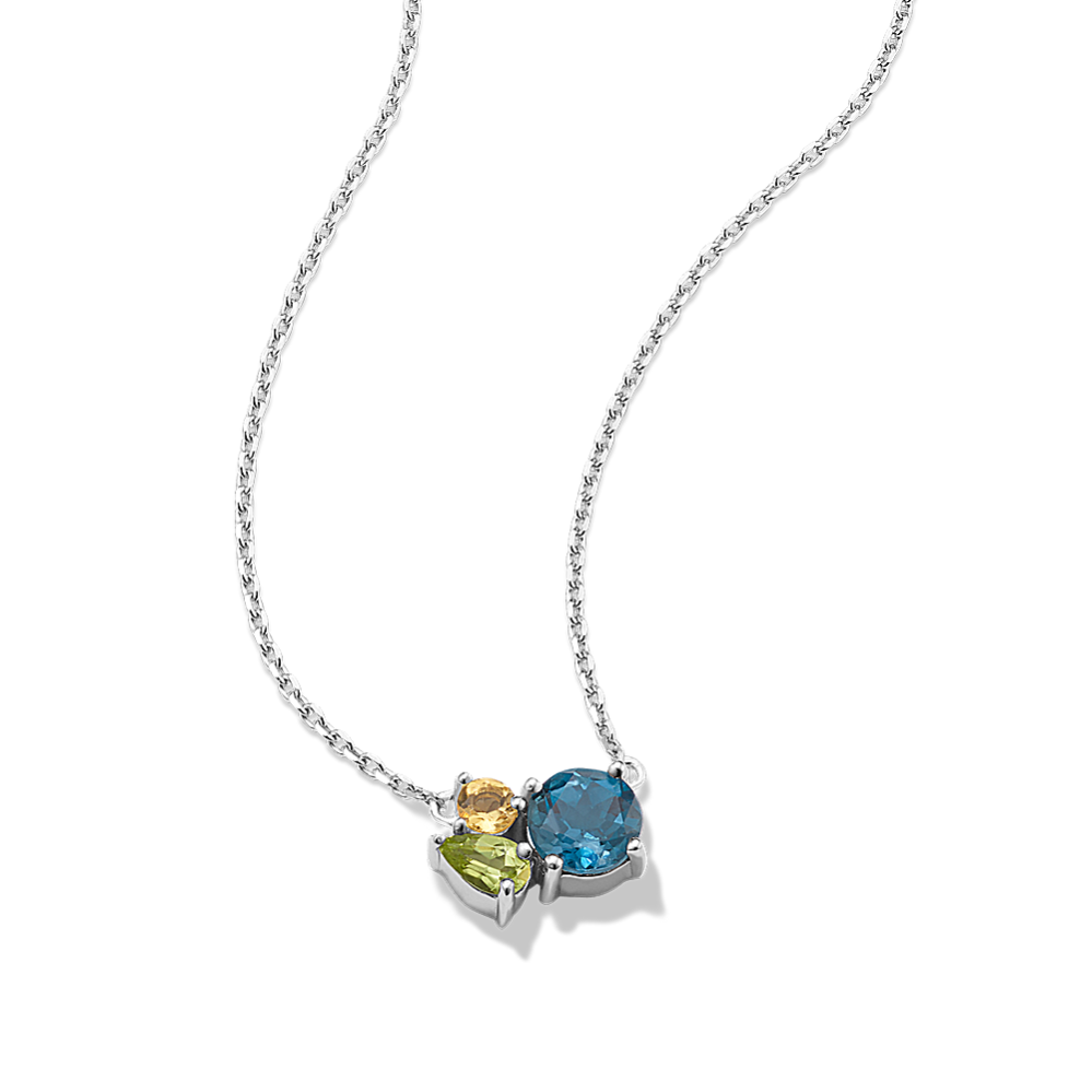 Bouquet Topaz, Peridot & Citrine Cluster Necklace