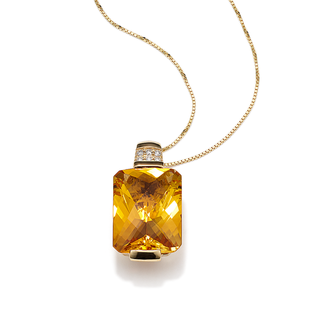 Cyrus Citrine & Diamond Pendant