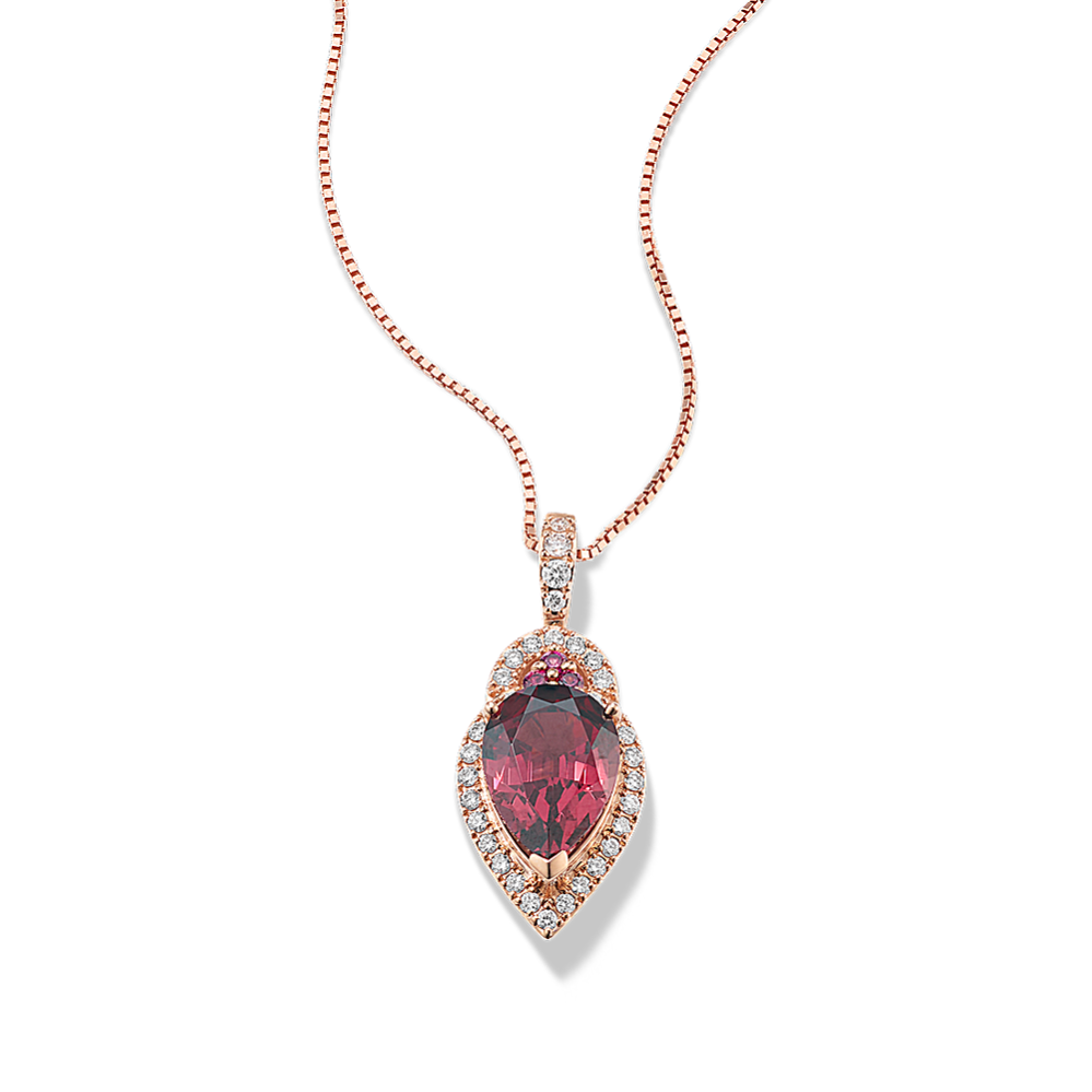 Rhodolite & Diamond Pendant