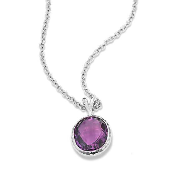 Cross-Faceted Amethyst Pendant (Oval)