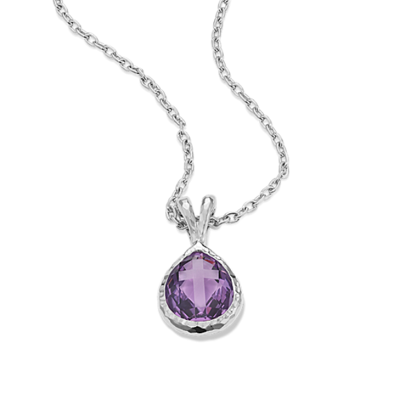 Cross-Faceted Amethyst Pendant (Pear)