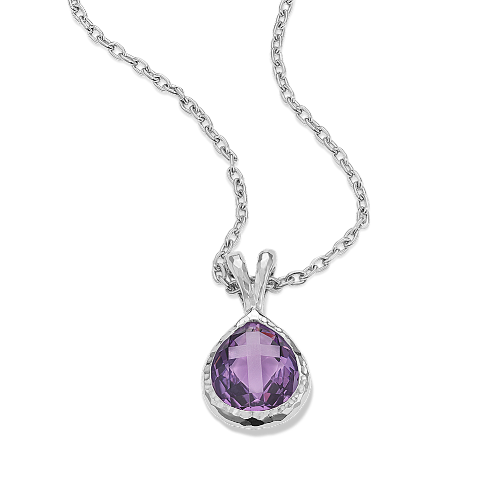 Cross-Faceted Amethyst Pendant (Pear)