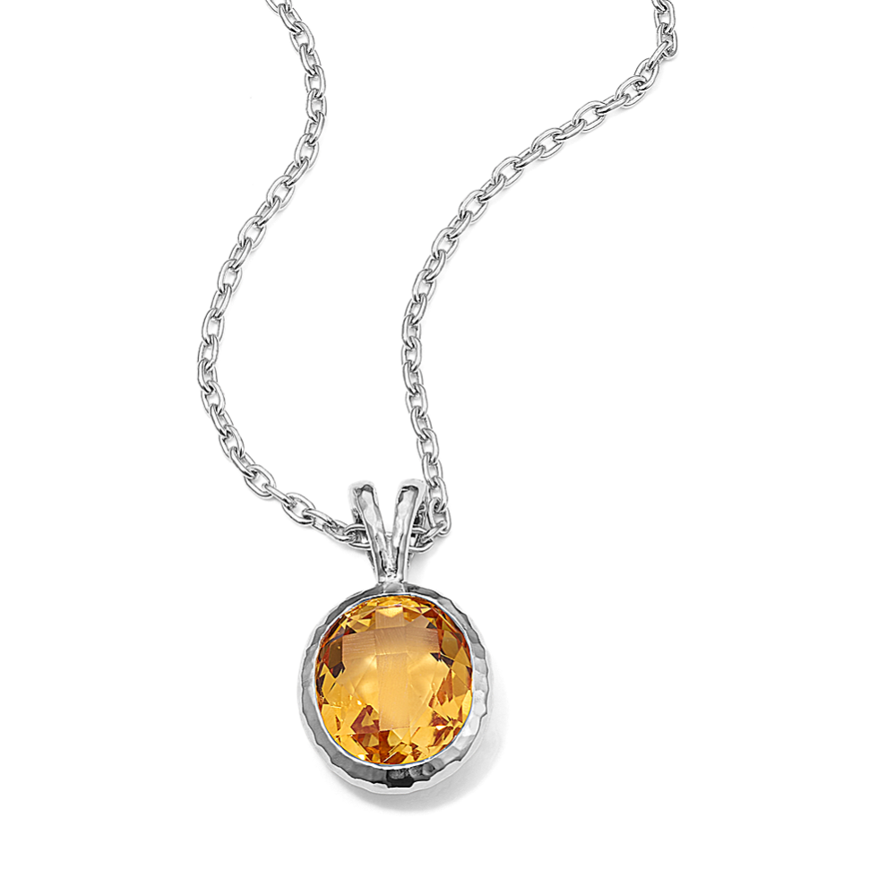 Cross-Faceted Citrine Pendant (Oval)