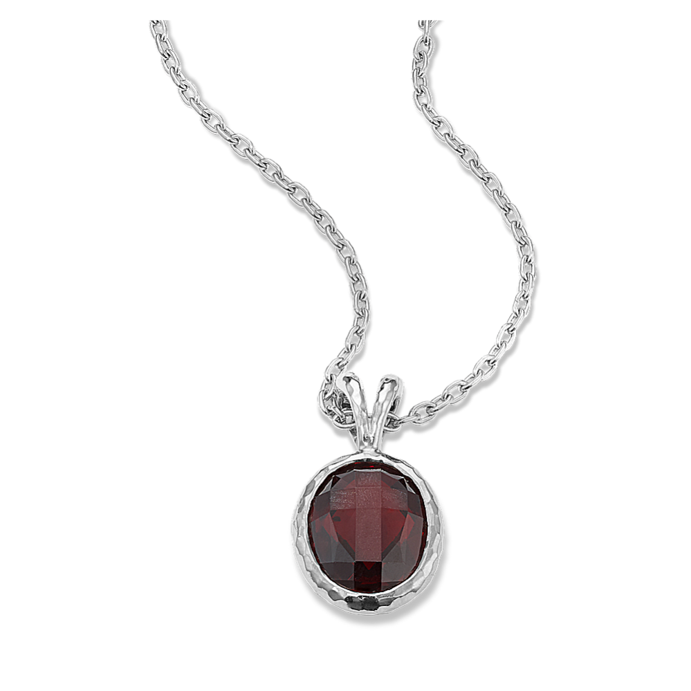 Cross-Faceted Garnet Pendant (Oval)