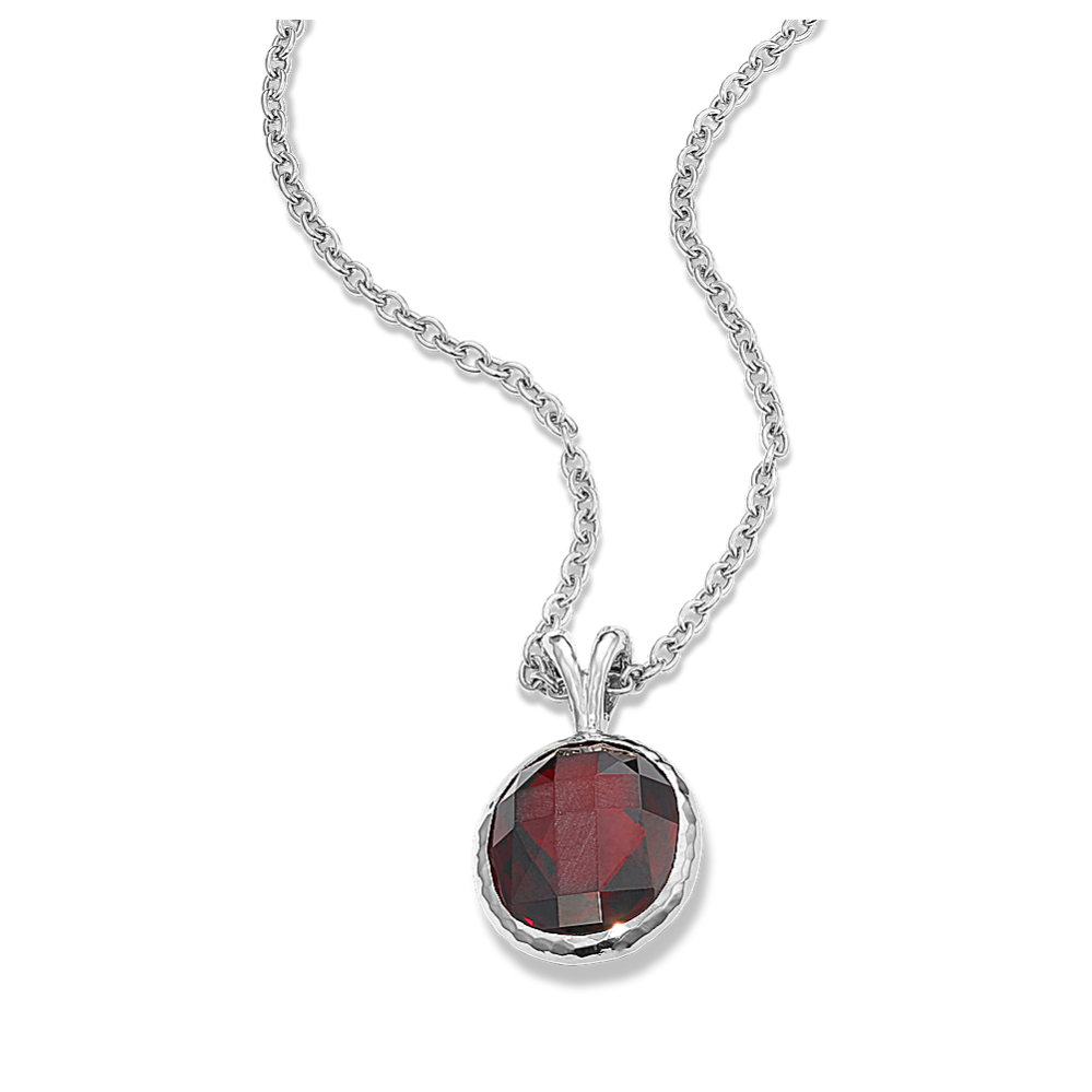 Cross-Faceted Garnet Pendant (Oval)