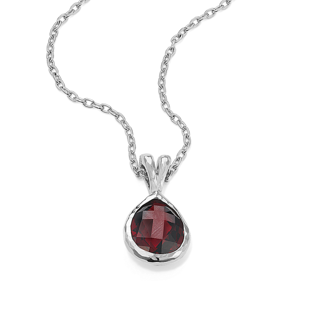 Cross-Faceted Garnet Pendant (Pear)