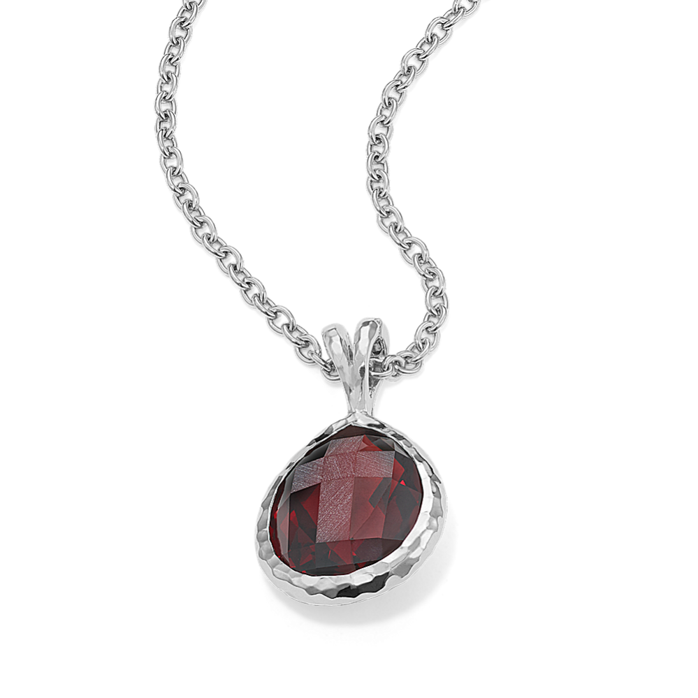 Cross-Faceted Garnet Pendant (Pear)