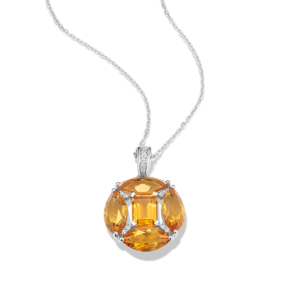 Candace Citrine & Diamond Cluster Pendant