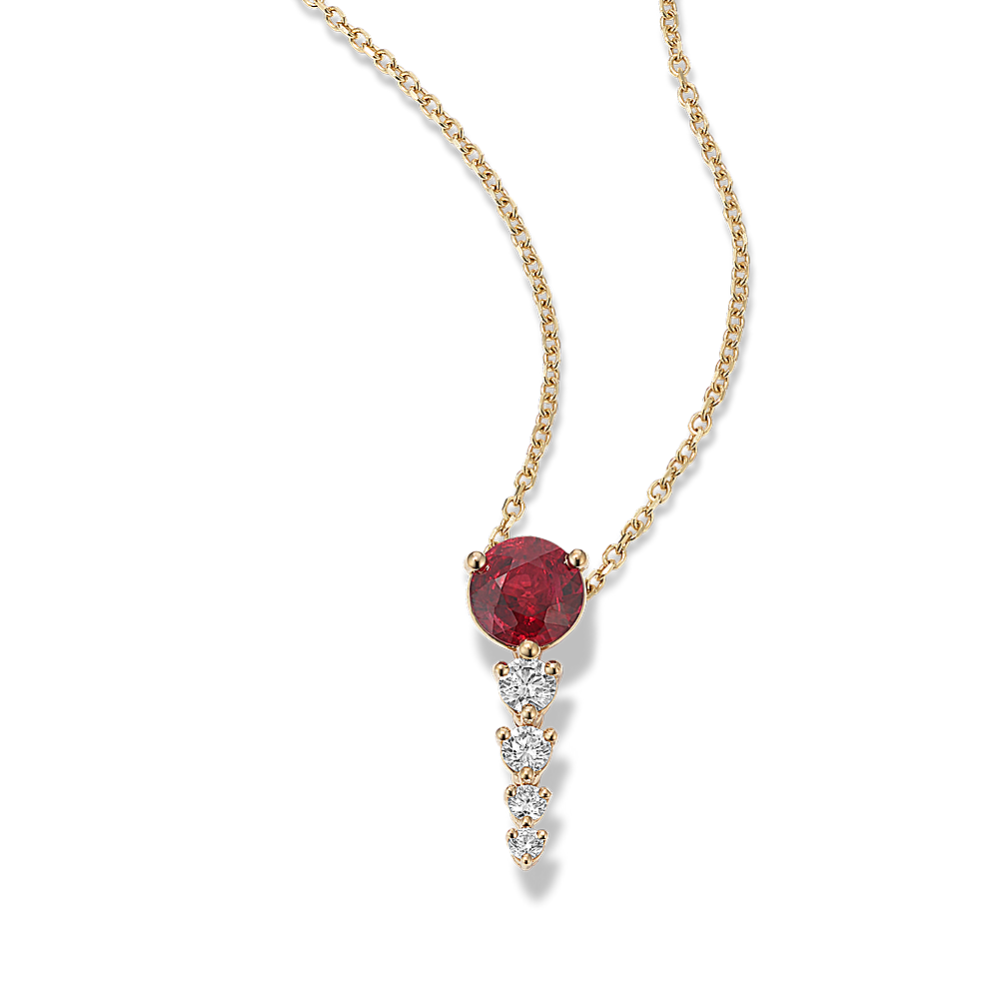 Ruby & Diamond Drop Pendant