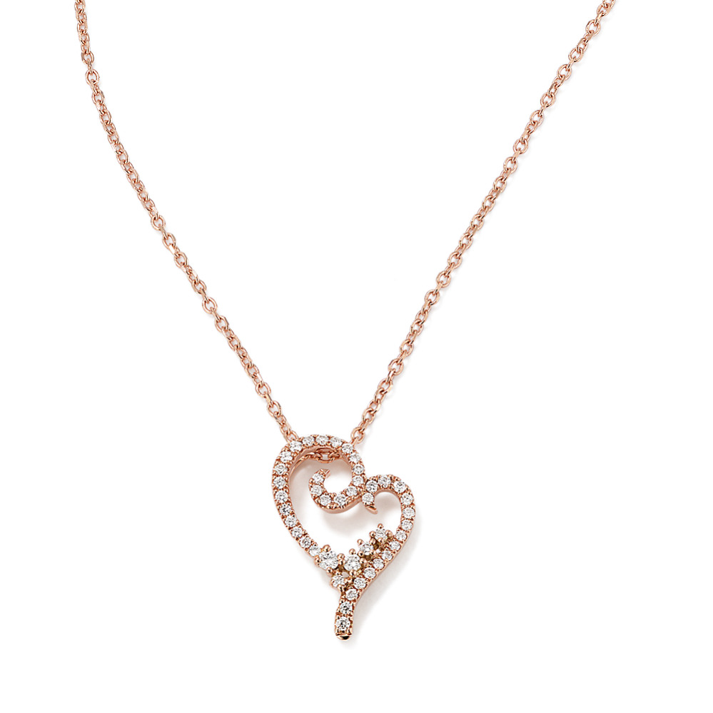 Curlicue Diamond Heart Necklace
