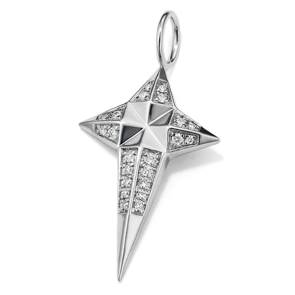 Geometric 0.10 tcw Diamond Cross Charm