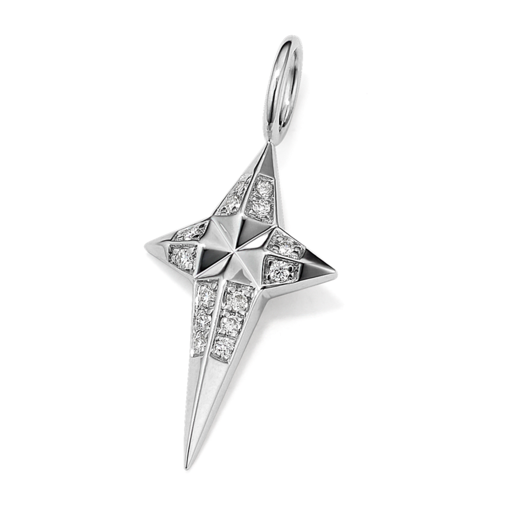 Geometric 0.05 tcw Diamond Cross Charm