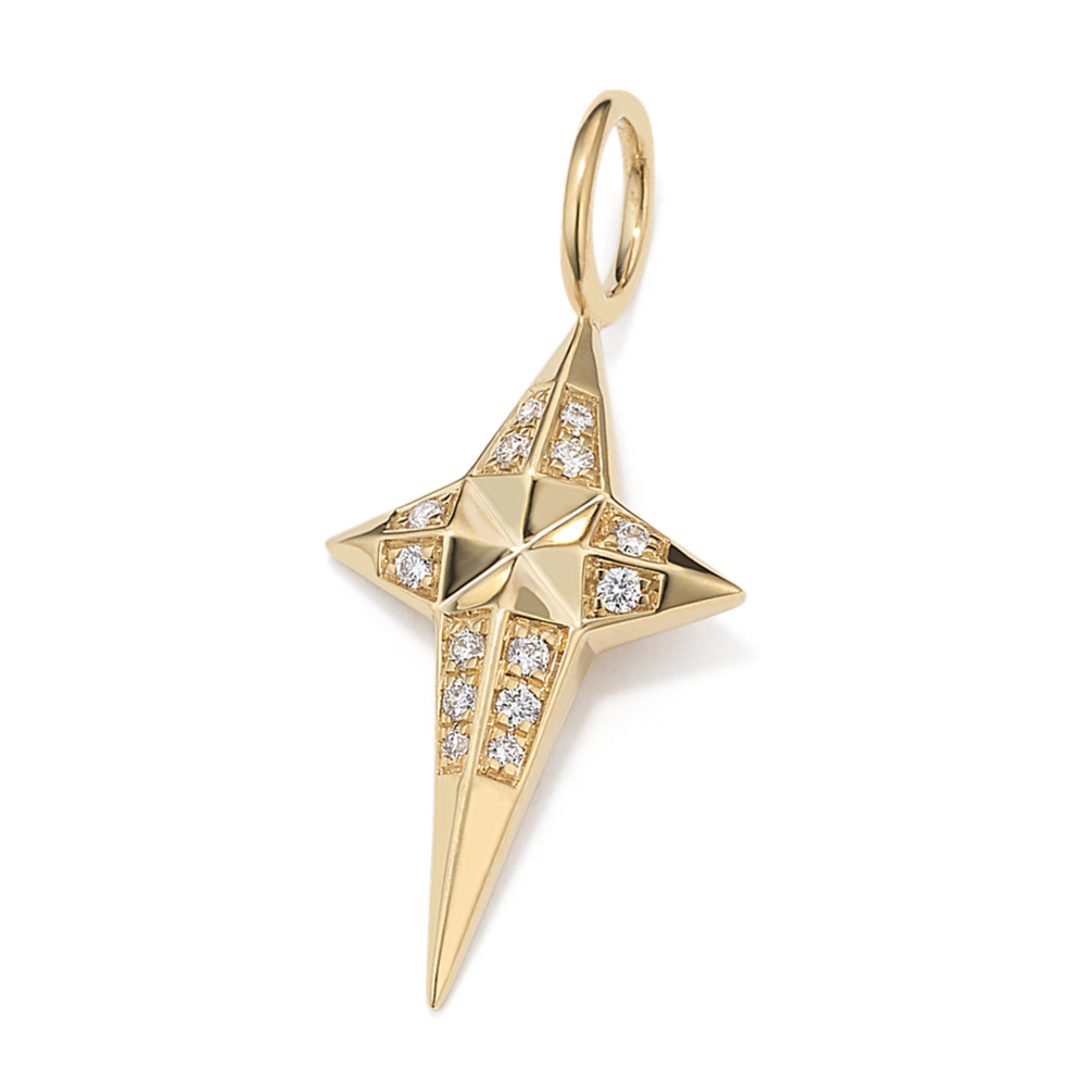 Geometric 0.05 tcw Diamond Cross Charm