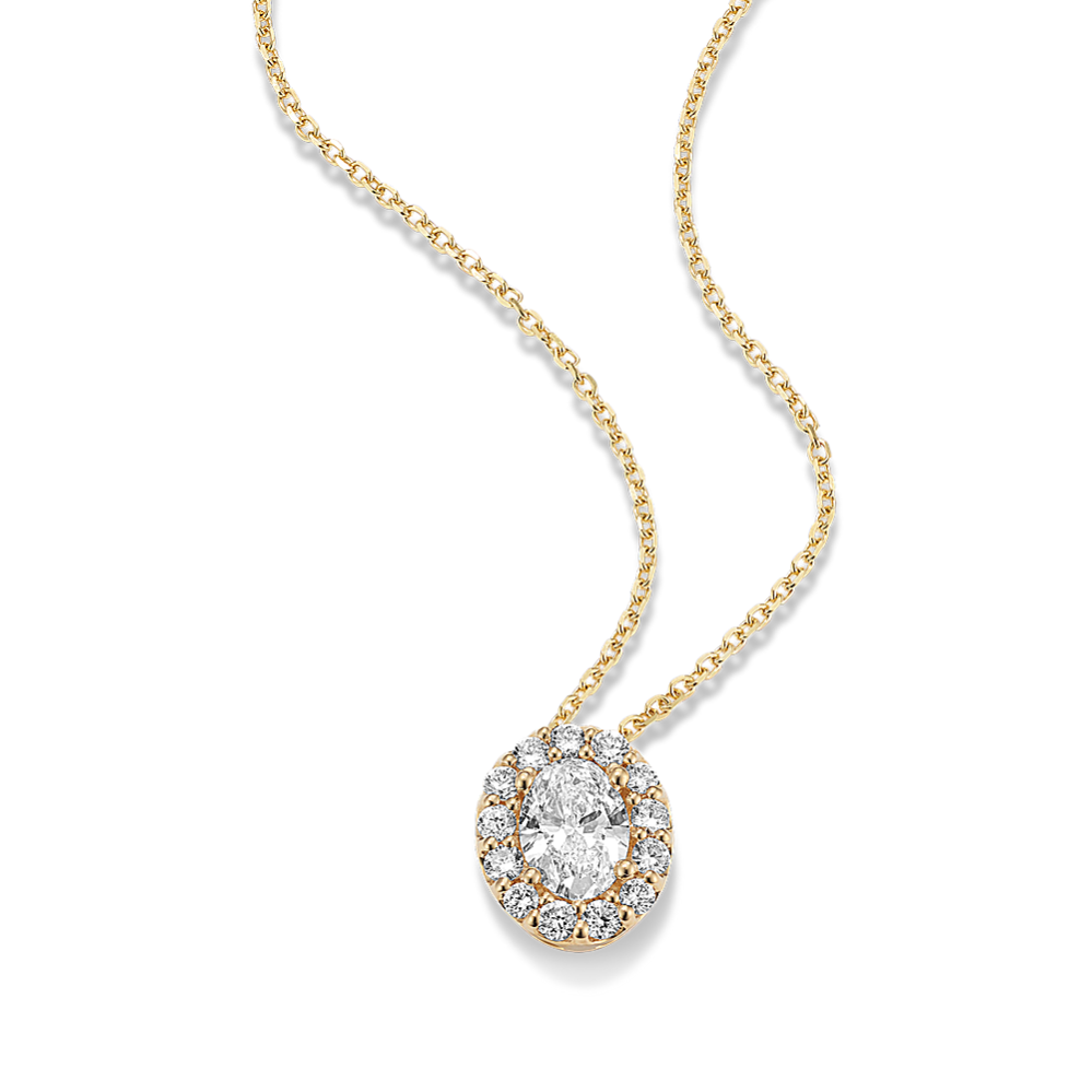 Oval 1 tcw Lab-Grown Diamond Halo Pendant