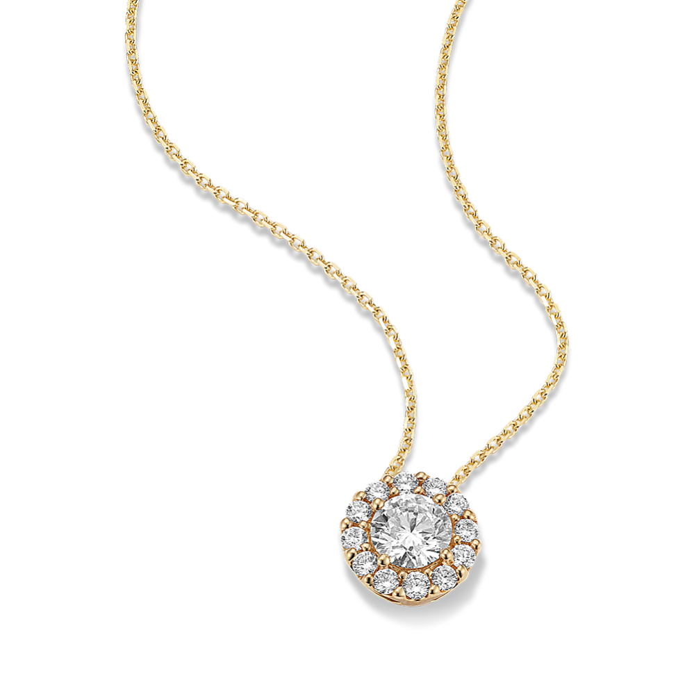 Round 1 tcw Lab-Grown Diamond Halo Pendant