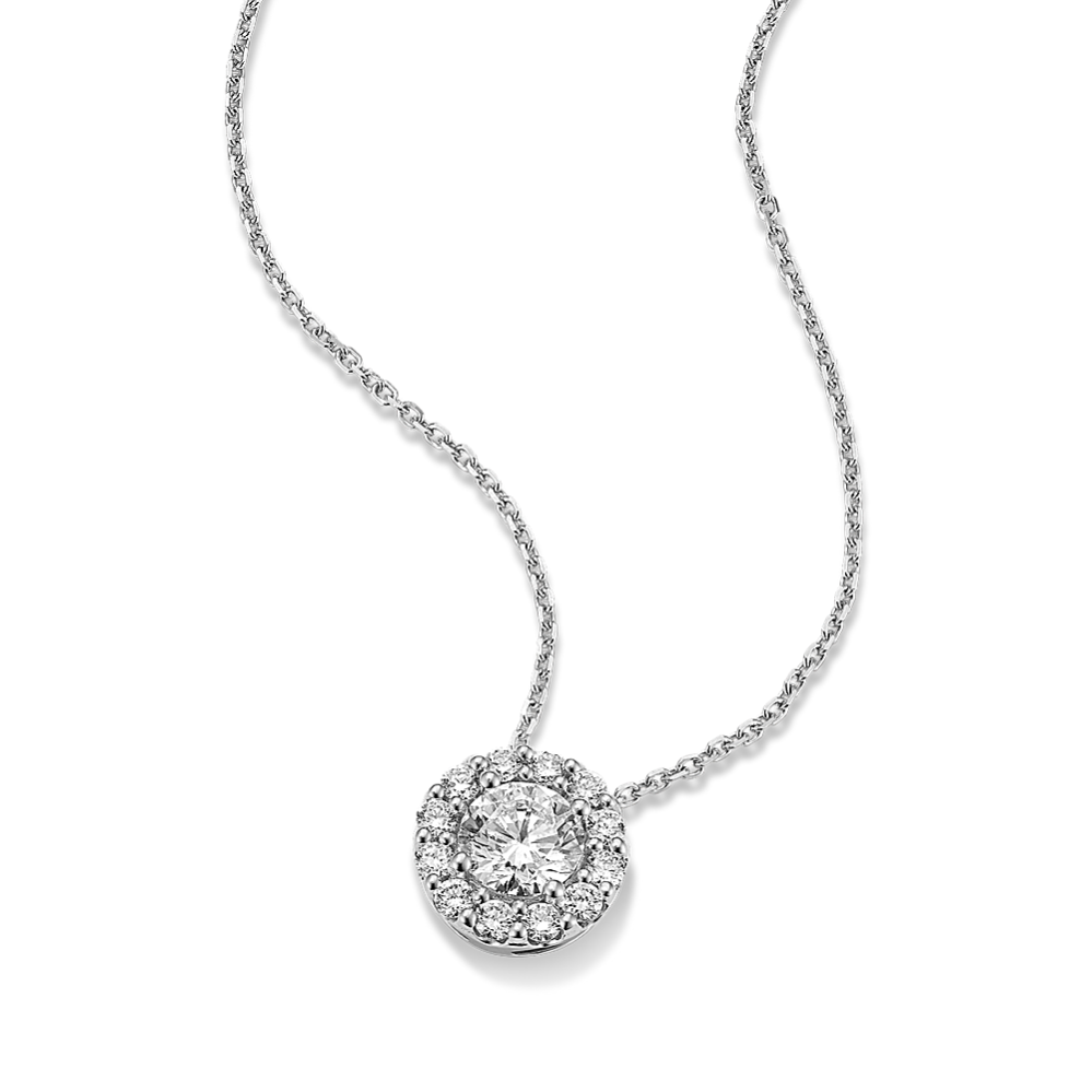 Round 1 tcw Lab-Grown Diamond Halo Pendant