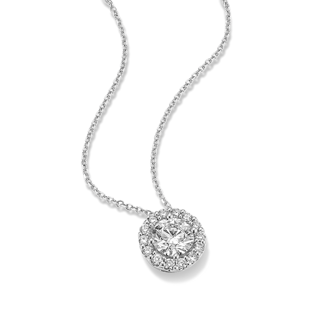 Round 1 1/2 tcw Lab-Grown Diamond Halo Pendant