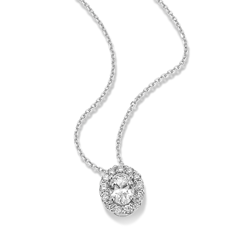 Oval 1 tcw Lab-Grown Diamond Halo Pendant